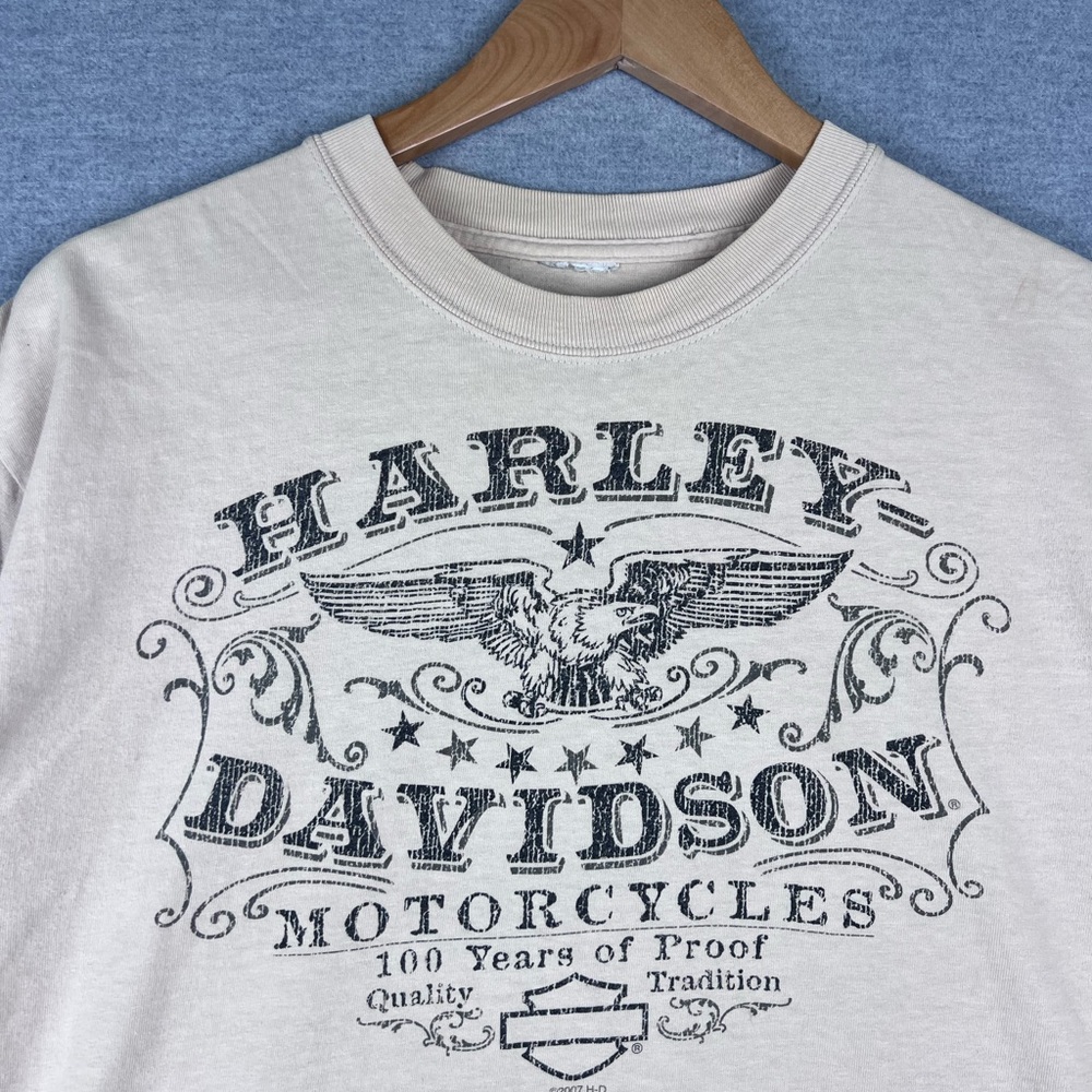 Harley Davidson Reno Nevada Graphic T-Shirt‎ Tan Eagle 2007 Mens XL